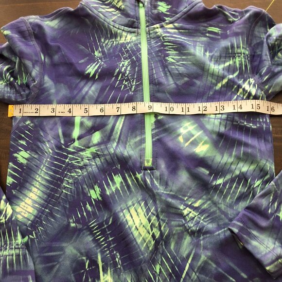 Nike Womens Pro Dri-Fit 1/2 Zip Long Sleeve Training Top Purple/Neon Green Desig - Picture 6 of 8